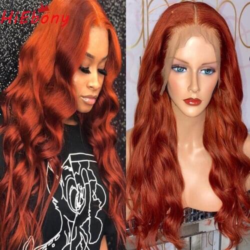 HiEbony Preplucked Lace Front Wig Deep Ginger Color 180% Glueless Remy Hair Lace Front Wig Deep Parting Lace Wigs For Women