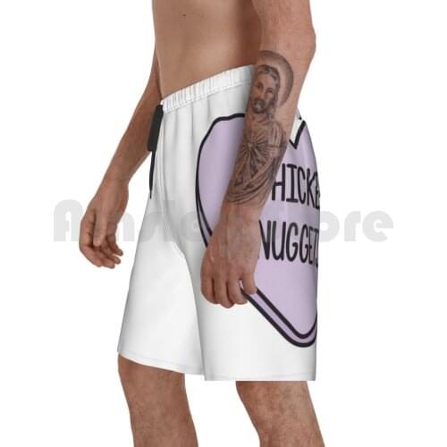Chicken Nugget Love Beach Shorts Men Beach Pants Swimwear Chicken Nugget Heart Cute Girly Purple Funny Sassy Love