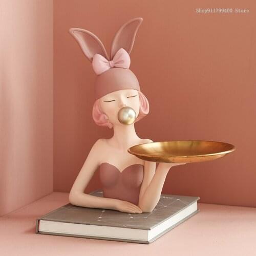 Tray girls sculpture ornaments creative resin crafts home decoration living room office desktop decoration Valentines Day gifts