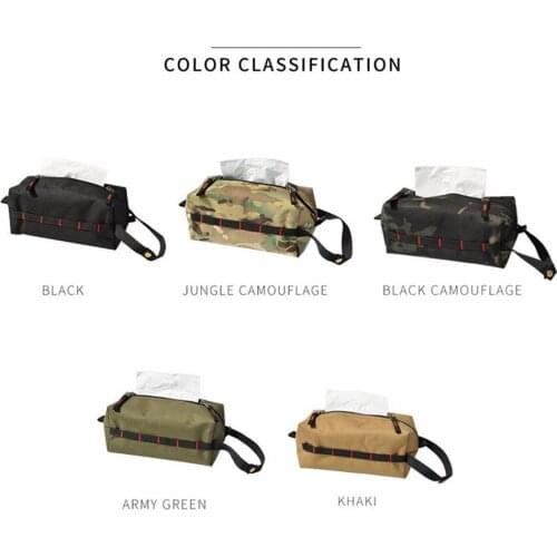 Camping Tissue Box Holder Paper Towel Storage Bag Waterproof Facial Tissue Dispenser Box 1000D Encrypted Oxford Cloth Paper Case