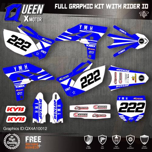 QUEEN X MOTOR Custom Team Graphics Backgrounds Decals 3M Stickers Kit For YAMAHA 2010-2013 YZF250 012