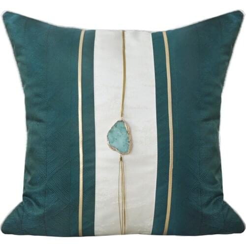 Luxury Natural Gem Cushion Cover Dark Green Jacquard Pillowcase Sofa Throw Cushion Pillow Cover Home Decor 45x45cm /30x50cm