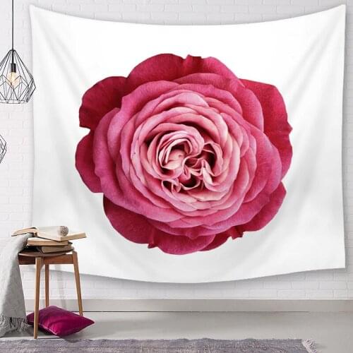 Rose Red Flower White Tapestry for Livingroom Photography Wall Decor