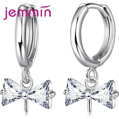 925 Sterling Silver Brincos Bijioux Fine Dangle Earrings Jewelry For Women Bow Diamond Earing Accessory