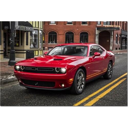 Modern Canvas Painting Dodge Challenger Red Muscle Car Photo Wall Art Posters and Prints Wall Picture for Home Decor