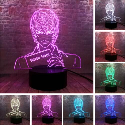 Light-up Death Note Figuras Model 3D Illusion LED Lamp 7 Colors Changing Nightlight Japan Manga Yagami Light Anime Figure Toys