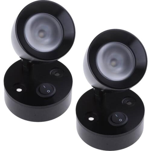 2x 12V 3W Boat LED Spotlight Interior Reading Light Wall Lamp 3000k, Black