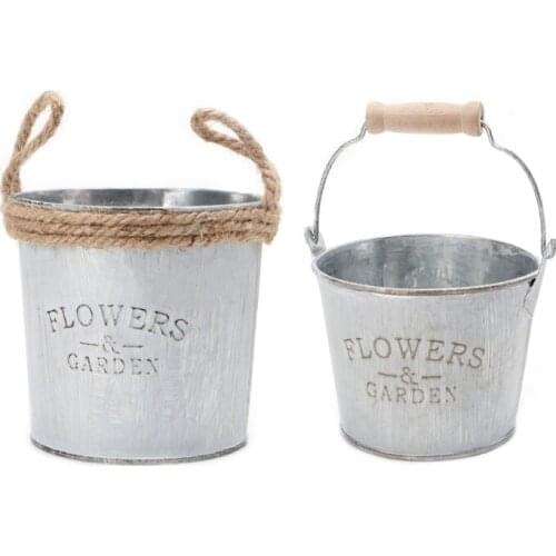 Vintage Vase, Vintage Metal Shabby Flower Plant Pot Indoor Home Office Outdoor Yard Decoration