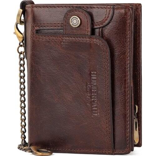 YourSeason Casual Men Card Holder 2021 RFID Anti Theft Coin Purse Multifunctional Man Zipper Hasp Cowhide Short Wallets
