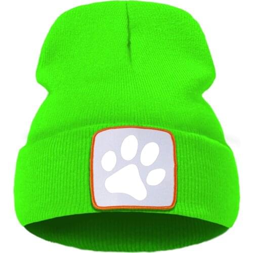 Dog Paw Funny Hot Sale Printing Solid Color Unisex Hats Soft Casual Beanie Hat Thick Fashion Knitted Hats Skullies Quality Hat