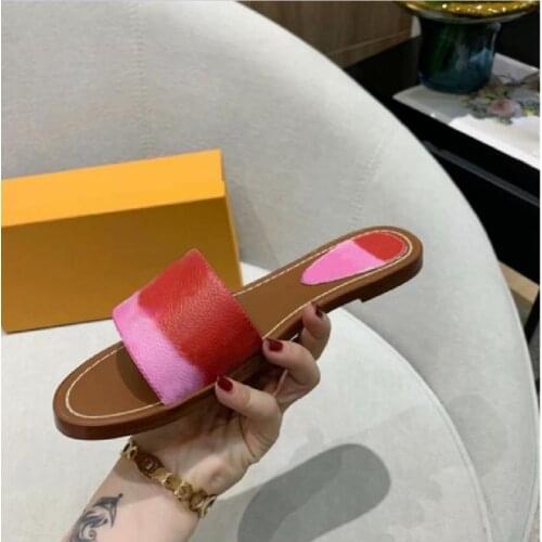 Women Print Patent Leather Brand Bom Dia Mule on-trend Slide Sandal Lady Canvas Letter Anatomic Leather Outsole Designe