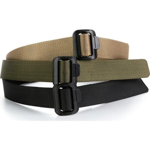 Women Solid Color Canvas Belt Two Black Alloy Square Smooth Buckles Waistband Men Jeans Nylon Woven Waist Strap pasek do spodni