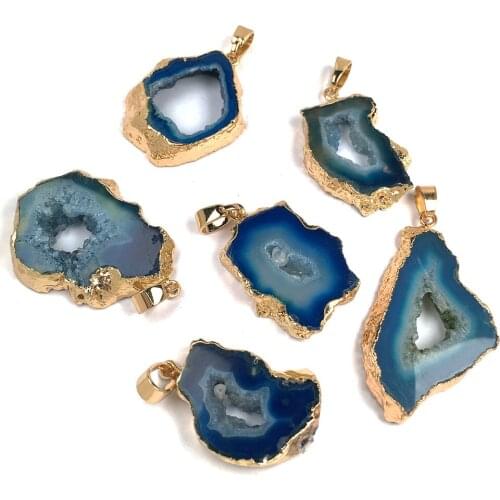 1pcs Irregular Agates Charm Pendant Royal Blue for Necklace Earring Bracelet Accessories Jewelry Making DIY 22x32-25x35mm