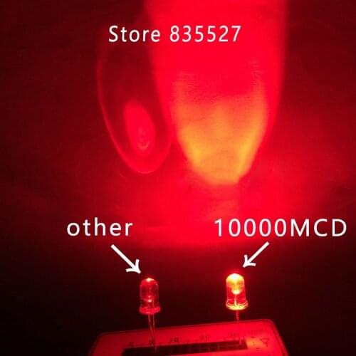 1000pcs/lot 5mm 10000mcd red LED water clear round head F5 super bright LED light emitting diode lamp beads for DIY lights
