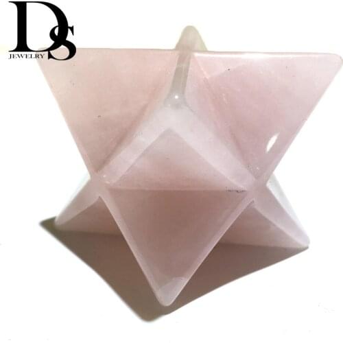 4 cm Natural Pink Rose Quartz Merkabah Pendulum Crystal Stones Merkaba Stars Pendant Jewelry Necklace Healing Energy Minerals