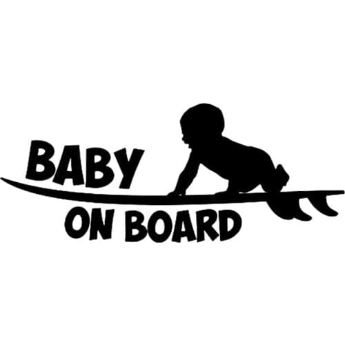 Car Sticker Personality Funny Baby Car Funny Sticker Cute Surfboard Surfer PVC Car Sticker Waterproof Cover Scratch, 19cm*8cm