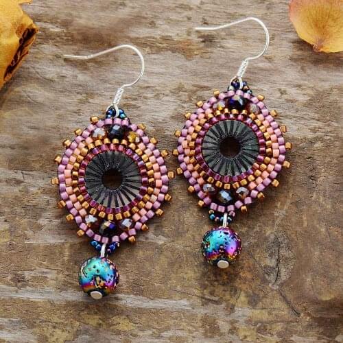 New Women Earrings Fancy Seed Beads Lava Stone Drop Earring Girlfriend Gifts Exquisite Lady Elegant Jewelry Dropship