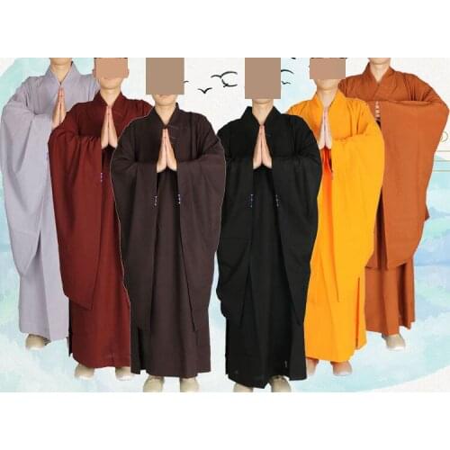 High qualityx buddhist shaolin monk kung fu suits robe buddha haiqing clothing zen lay meditation dressabbot gown