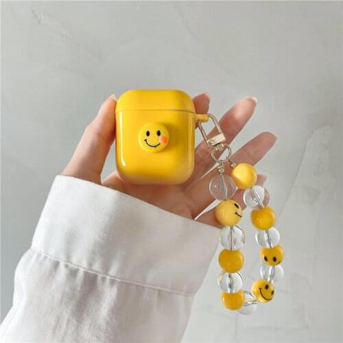 Earphone Case for Airpods Pro Case Smiley Bluetooth Headphone Headset Protective Cover for Airpods 1/2 with Bracelet