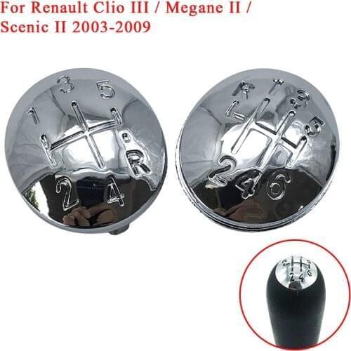 Chrome Car Manual Gear Shift Knob Badge Cap Cover Case For Renault Clio III MK3 Megane Scenic MK2 2003-2009 Car Accessories