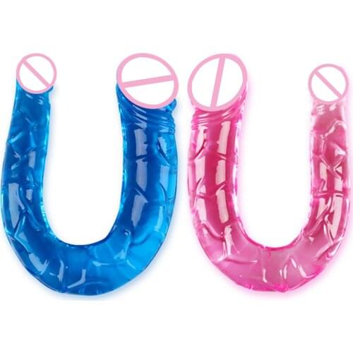 Double Dildos Sex Toys Double Glans Dildos Aritificial Penis Flexible Dual Phallus Vaginal and Anal Double Stimulation for Women