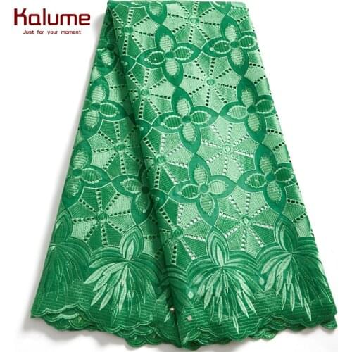 Kalume Cotton Lace Fabric Swiss 5 Yards African Nigerian Voile Lace Fabric 2021 High Quality For Diy Dress Sewing H2549
