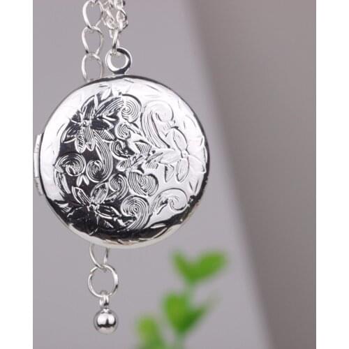 Exquisite Silver And Gold Can Be Open Photo Locket Necklaces Flower Pattern Necklaces Jewelry For Christmas Gift