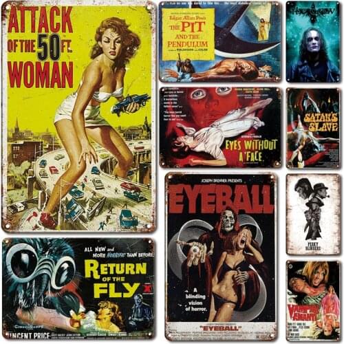 Classic Hollywood Movies Metal Poster Tin Sign Vintage Cinema Wall Decorative Metal Plate Retro Man Cave Home Decor Stickers