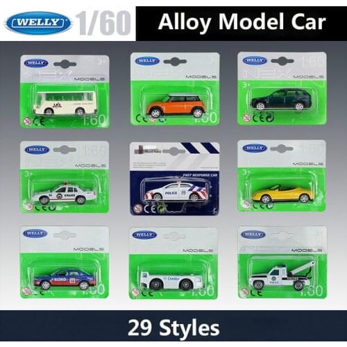 WELLY Diecast 1:60 Vehicle Mini Model Car Toyota Corolla/Airport Baggage Car Bus Tractor Trailer Alloy Metal Toy Car Kid Gifts