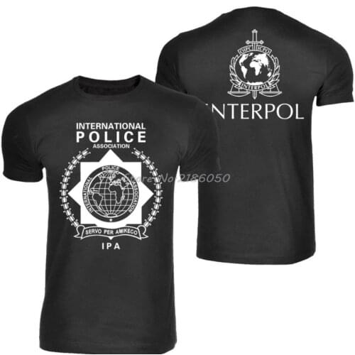 2019 Fashion Summer T-shirt MAGLIETTA T-SHIRT INTERPOL POLIZIA INTERNAZIONALE INTERNATIONAL POLICE Casual Short Sleeve