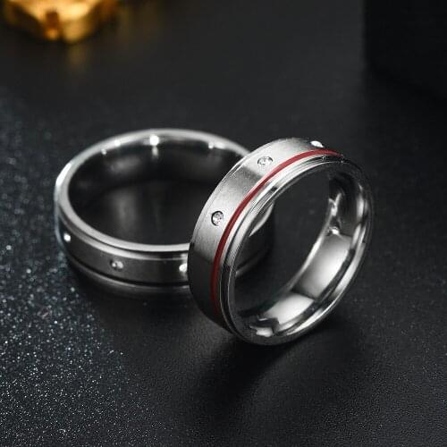 Fashion Stainless Steel Couple Ring Zircon Micro-inlaid Lovers Jewelry Valentines Day Gift Wedding Accessories