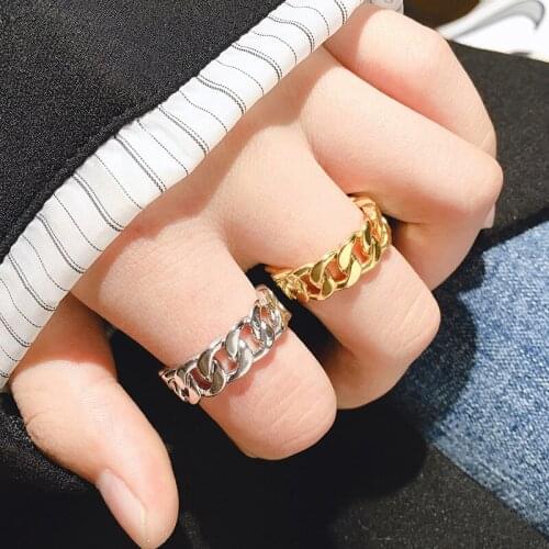 Fashion Gold silvery Color Womens Open Ring Twist Chain Engagement Finger Party Wedding adjustable Rings for women Jewelry Gift