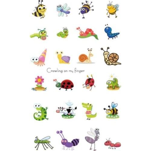 Cartoon Temporary Tattoo Sticker Bee Snails Ladybug Insect Body Art Water Transfer Tatoo Fake Tattoo Sticker Girl Child Tattoos