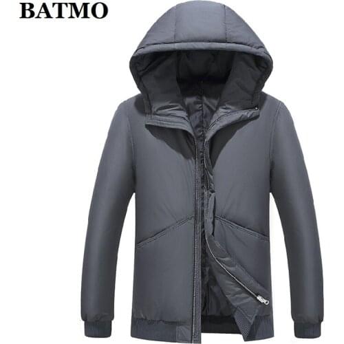 BATMO 2019 new arrival winter high quality 80% white duck down hooded jackets men,mens winter down coat A9804