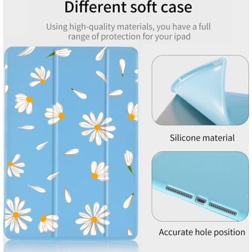 Soft Daisy Cute iPad Case For iPad Magnet For iPad Mini 5 4 3 Case For iPad Air 2 Case Pro 2020 11'' Tablet Folding Case 5th 6th