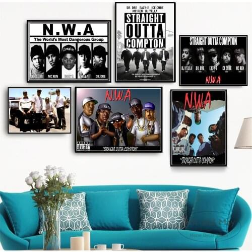 N W A Ice Cube Dr Dre Eazy-e Old School Posters And Prints Pictures On The Wall Abstract Decorative Home Decor Plakat