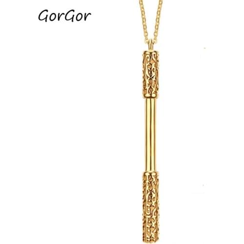 GorGor Necklace Men Stainless Steel Pattern Golden Hoop Weapon Pendant Individuality Unique Folk-custom Accessories PN-598