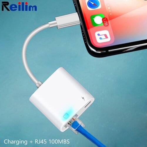 OTG Ethernet USB Adapter For Lightning to RJ45 Ethernet LAN Wired Network 100mbs Converter For lPhone X/XR/XS/8 ios 13 14