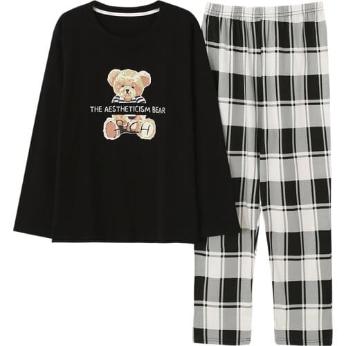 Plus Size Pajamas for Women Cotton Loungewear 4xl 5xl Cat Printing Two Piece Set Autumn Winter Home Clothes for Big Size Ladies