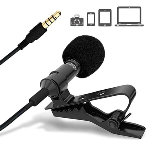 Mini Portable Lavalier Microphone 3.5mm Hands-free Cord Line Omnidirectional Microphone For for Computer Laptop Mobile Phone