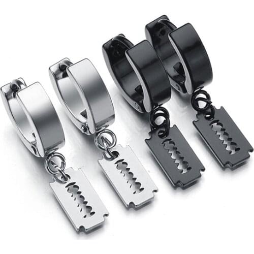 100% Surgical Steel Earring 2020 Korean Fashion Punk Gothic Style Men Women Pendant Black Drop Earrings Crosses Earing