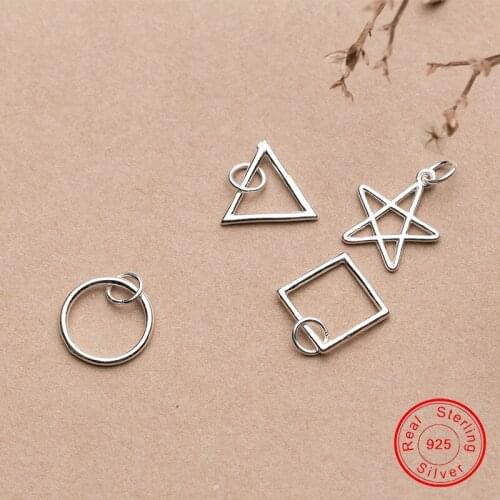 UQBing Geometric 925 Sterling Silver Mix Shape Round Triangle Square Star Charms For Women DIY Charms Bracelet Jewelry Making