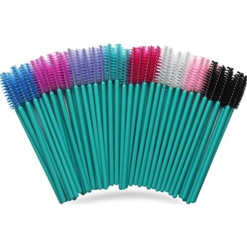 50Pcs Eyelash Brush Eyebrow Spoolie Micro Lash Brush Extension Supplies Disposable Mascara Wands Eyebrow Makeup Eyelash Brushes