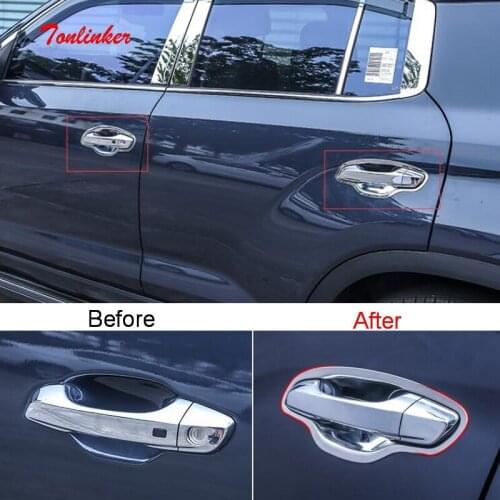 Tonlinker Cover sticker for Hyundai IX35 2018-19 Car styling 4 Pcs ABS/Stainless steel Exterior Door handle Bowl Cover Stickers