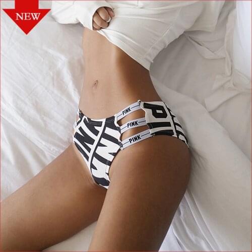 VDOGRIR PINK Letter Underwear Women Seamless Panties Holllow Out Female Fashion Briefs Low Waist Womens Intimates Comfort Tanga