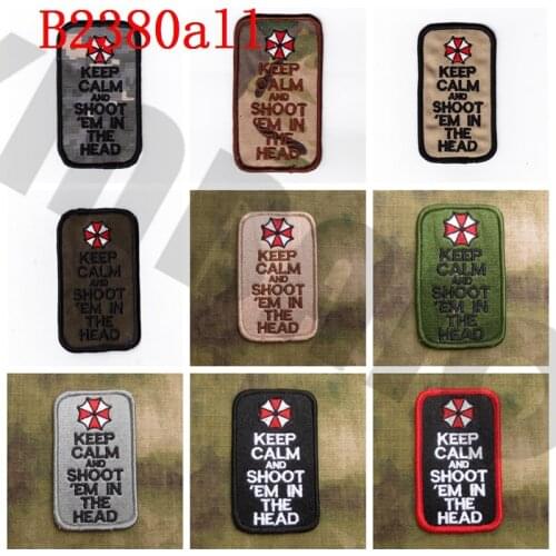 Embroidery patch Umbrella KEEP CALM AND SHOOT'EM IN THE HEAD Military Tactical Morale
