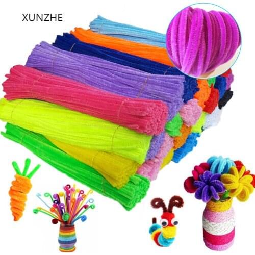 XUNZHE DIY 50 pcs 6mm* 300mm chenille stalks pipe Cleaners kids plush educational toy colorful pipe cleaner toys handmade