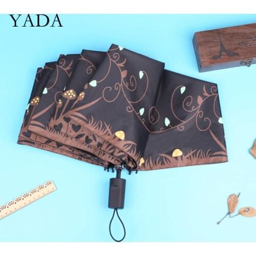 YADA Animal Owl&Tree Pattern Umbrellas Rain uv Three Folding Umbrella For Women Men Windproof Anime Umbrellas Female YS200173