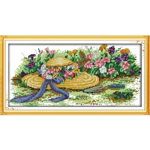 Sealed cross stitch pattern beauty flowers 14ct printed cloth cotton thread embroidery DIY handmade needlework, cross stitch kit