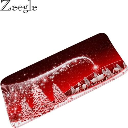 Zeegle Christmas Carpet Anti-slip Kitchen Rug Bathroom Doormat Absorbent Hallway Carpet Indoor Rug Flannel Soft Kids Room Carpet